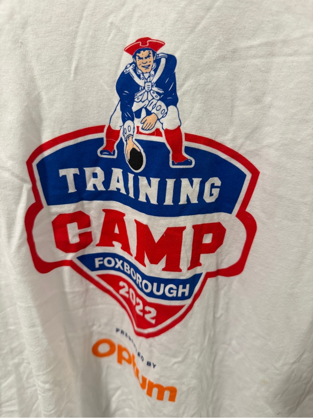 47 Brand White Tee with Red and Blue 'Training Camp' Graphic